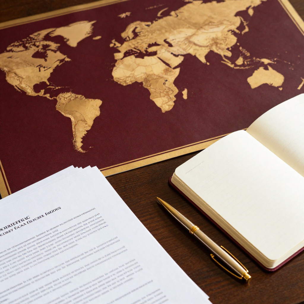 Freepik elegant desk scene with world map details scattere 13938